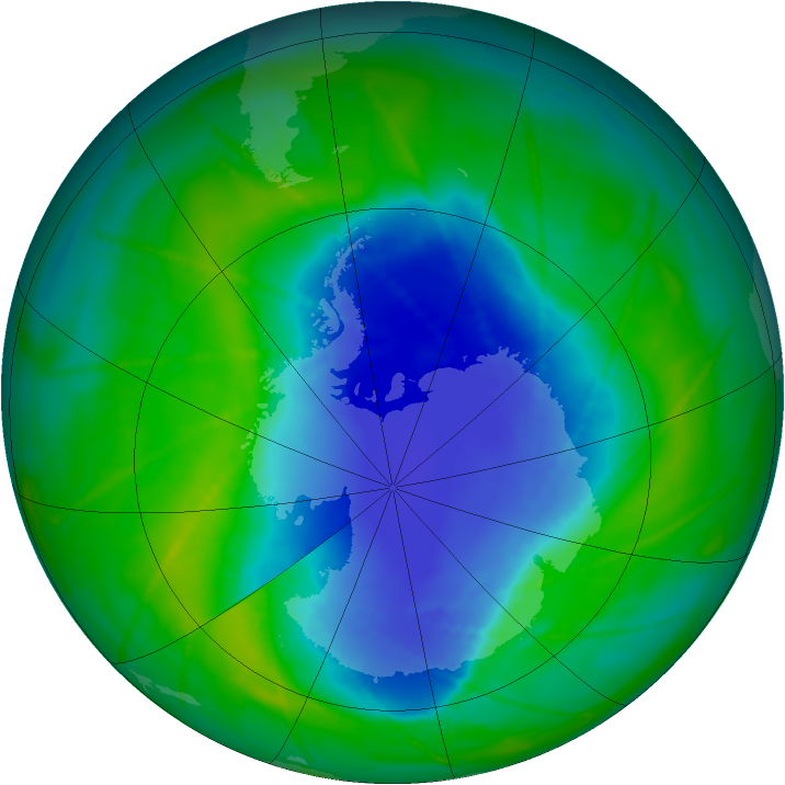 Antarctic ozone map for 30 November 2010